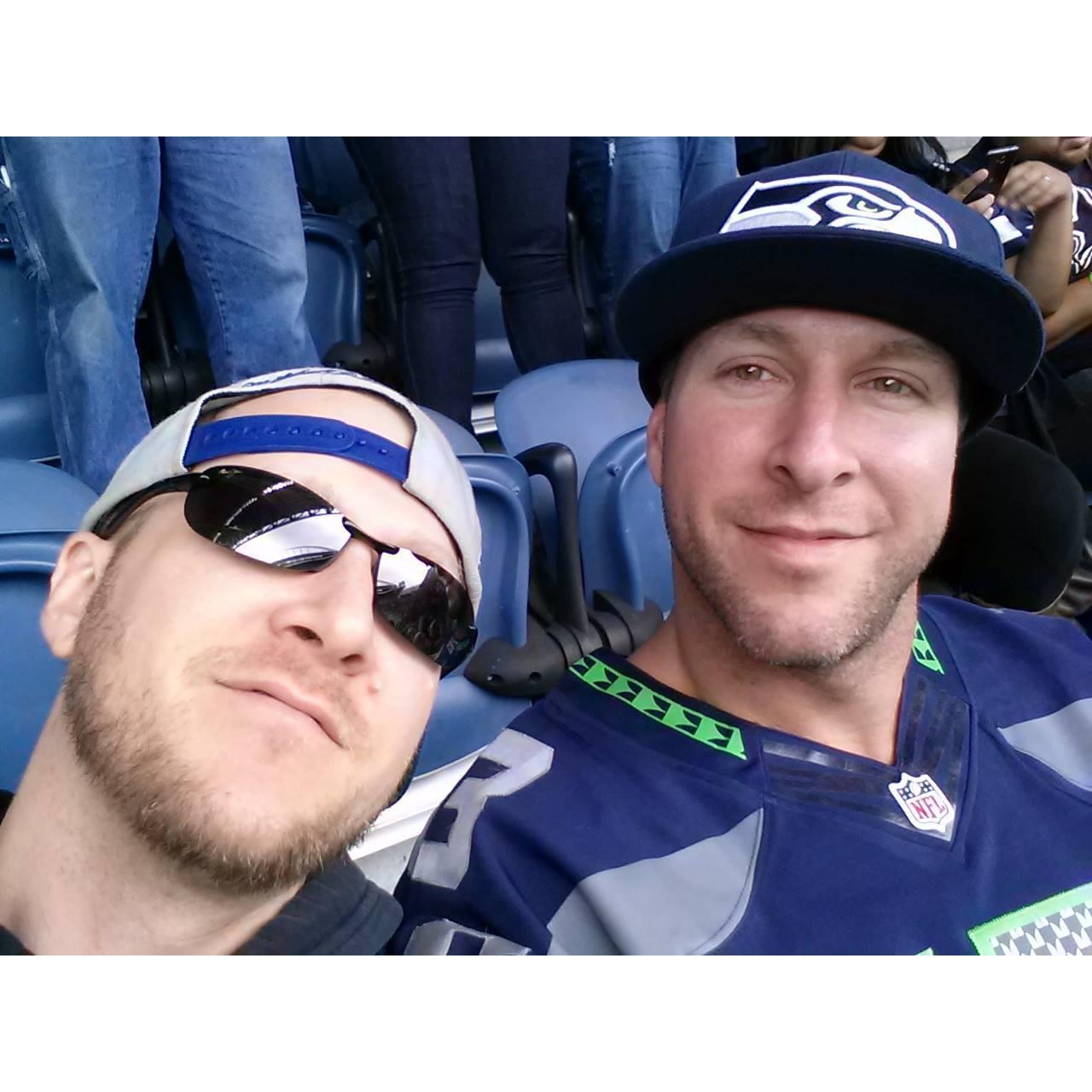 Jake and his best bro Austin at a Seahawk's game
