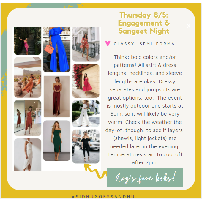 'What To Wear' for Women - Engagement & Sangeet 8/5/21