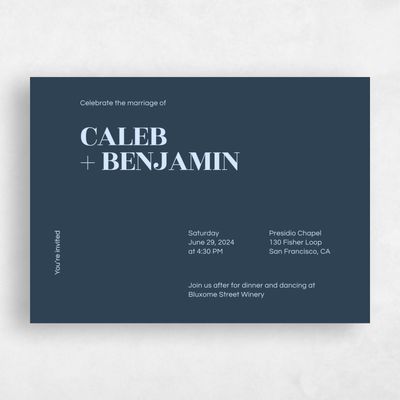 Naval Blue Wedding Invitation - Melvine Landscape