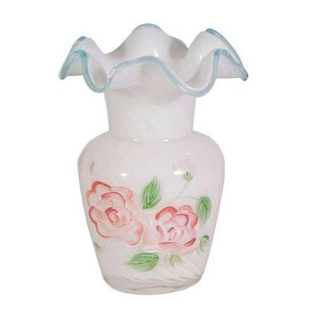 Vintage Ruffled Art Glass Vase
