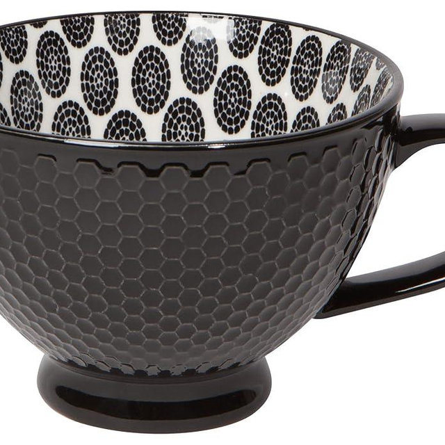 Now Designs 14 oz Textured Latte Mug, Black