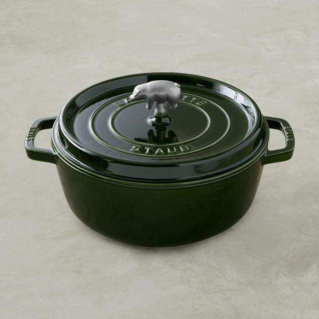 Staub Cast-Iron Round Wide Cocotte, 6-Qt., Basil