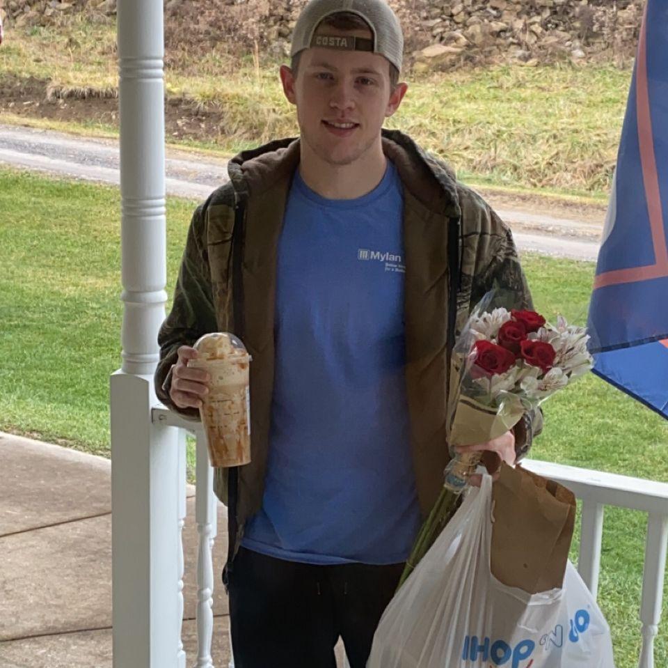 Our 4 year anniversary in 2021 was disrupted by me having COVID :( Adam still brought me delicious food and flowers to celebrate at a distance!