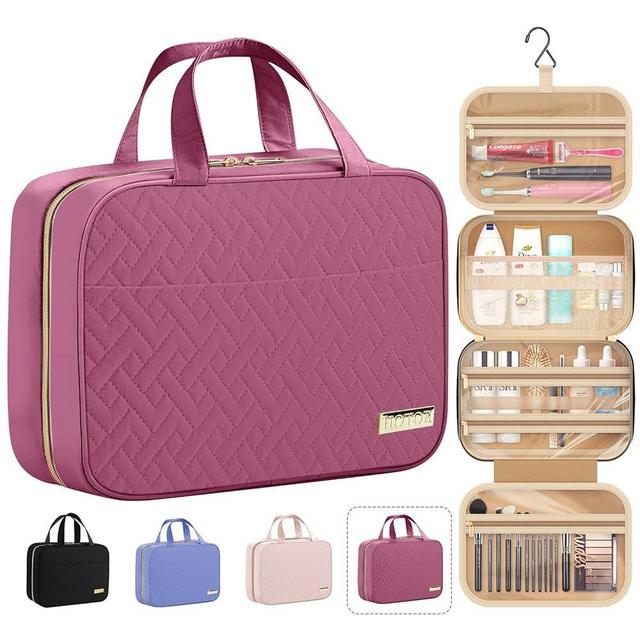 HOTOR Travel Toiletry Bag - Toiletry Bag w/Hanging Hook - Spacious Toiletry Bag for Women & Men, Makeup Bag/Big Comparment, Waterproof for Travel Accessories, Travel Essentials, Large