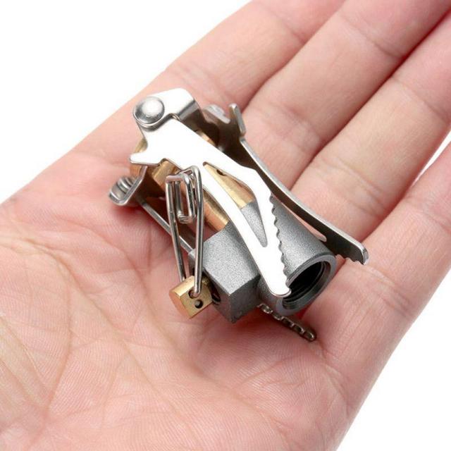 BALIGH 45g Ultralight Mini Pocket Stove Titanium Alloy Folding Camping Backpacking Gas Stove Outdoor Cooking Burner 3000W