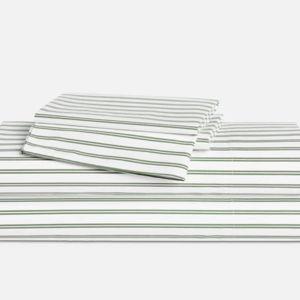 Classic Percale Sheet Set, Queen, Tandem Stripe in Fresh Moss