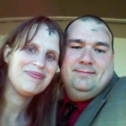 This was on top of the Tower of the Americas in San Antonio before Joe proposed to Deanna. The ashes on Joe's forehead wore off. Deanna said a thousand time yes!
