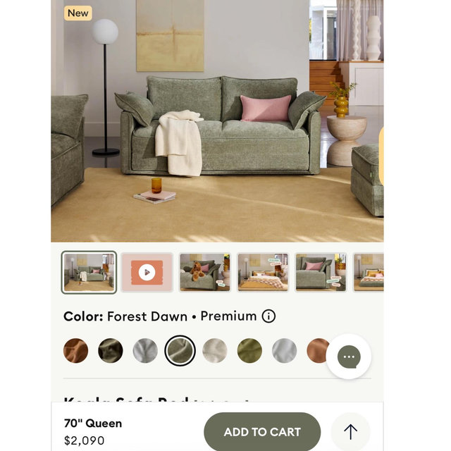 Koala Sofa Bed [4th Gen] - 70” QUEEN/COLOR: FOREST DAWN