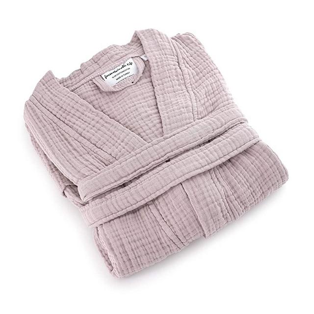 Muslin Unisex Bathrobe,Turkish 100%Cotton ,Soft, Absorbent, Natural Garment Wash
