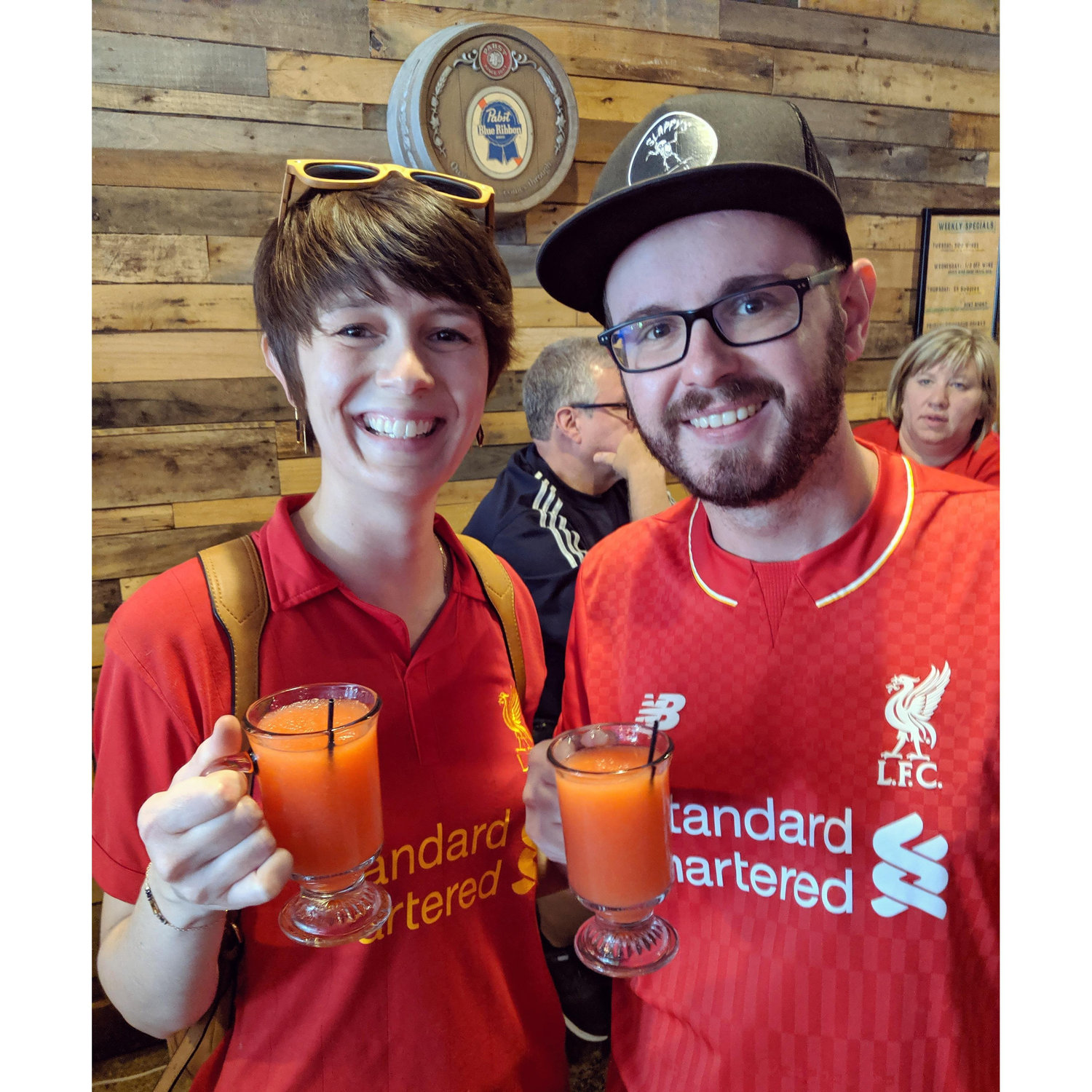 You'll never walk alone! Daniel and Sally both support Liverpool Football Club and like to catch the games at their local Soccer Bar, Small Batch.