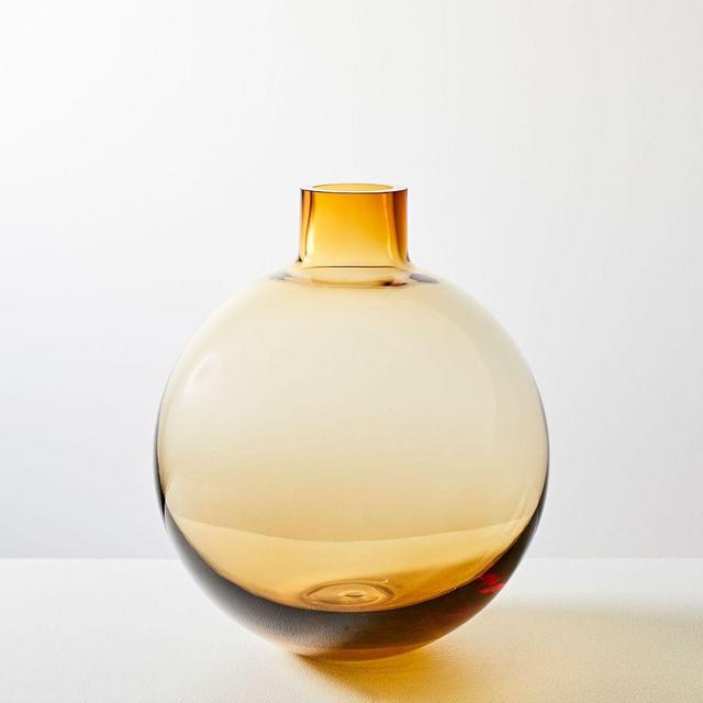 Foundations Vase, Amber, 9"h Glass Vase