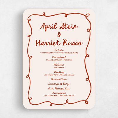 Red Rounded Wedding Program - Fairuza