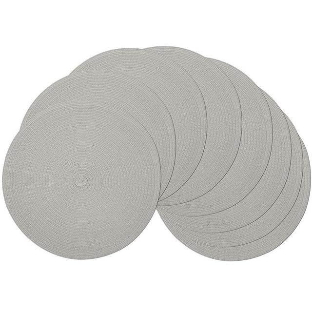 SHACOS Round Braided Placemats Set of 8 Washable Round Table Mats for Dining Tables 15 inch (Gray, 8)