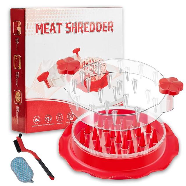 Chicken Shredder,Chicken Breast Shredder Tool Twist,Transparent Lid,Large Meat Shredder Machine - Ergonomic Handle,Dishwasher Safe,Anti-slip,Cleaning Brush,Heat Resistant,BPA Free