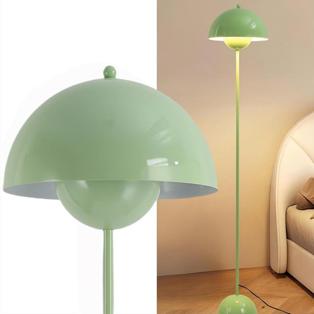 COSYLUX Modern Floor Lamp for Living Room, Industrial Tall Standing Lamp for Bedroom, Metal Shade Reflecting Light Reading Floor Lamp for Office, Nursery Room, Corner(Pastel Green)