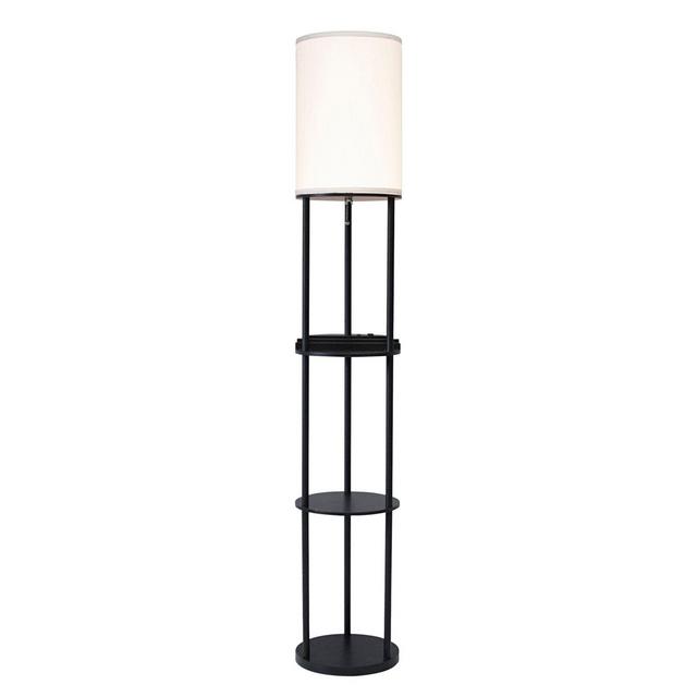 Adesso® Charging Station Shelf Floor Lamp in Black