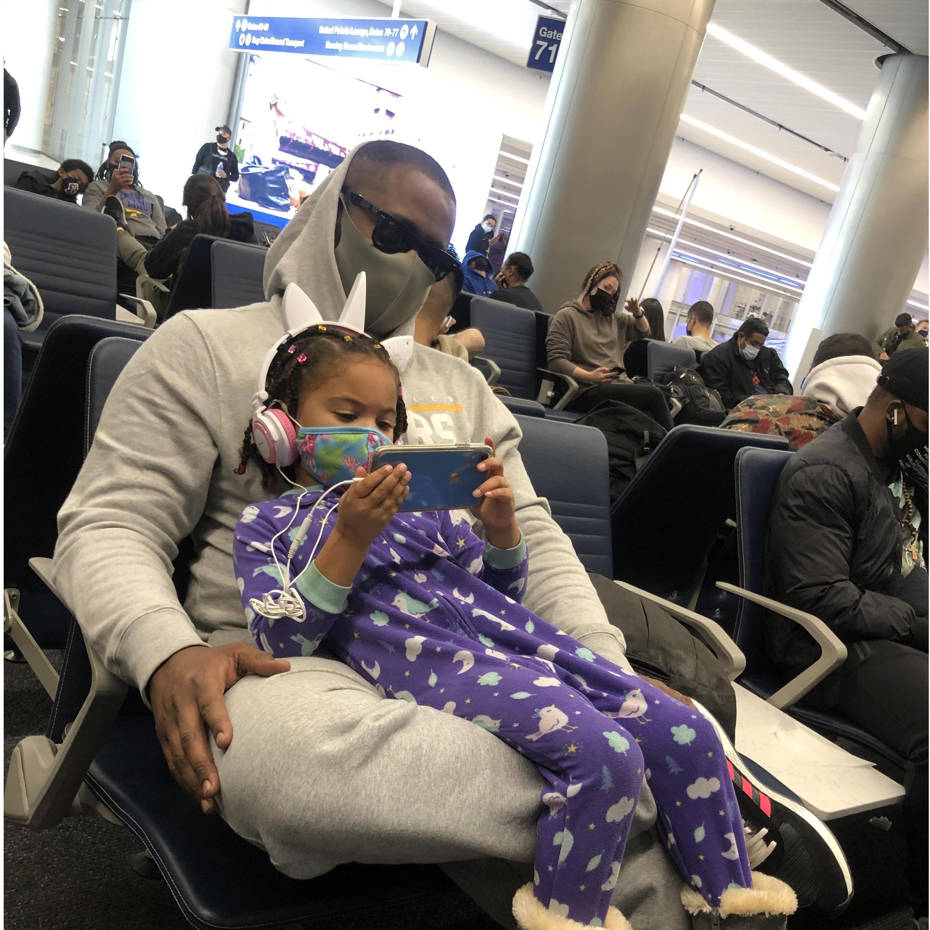 Flying to Baltimore for Christmas Break with the Saunders Family.