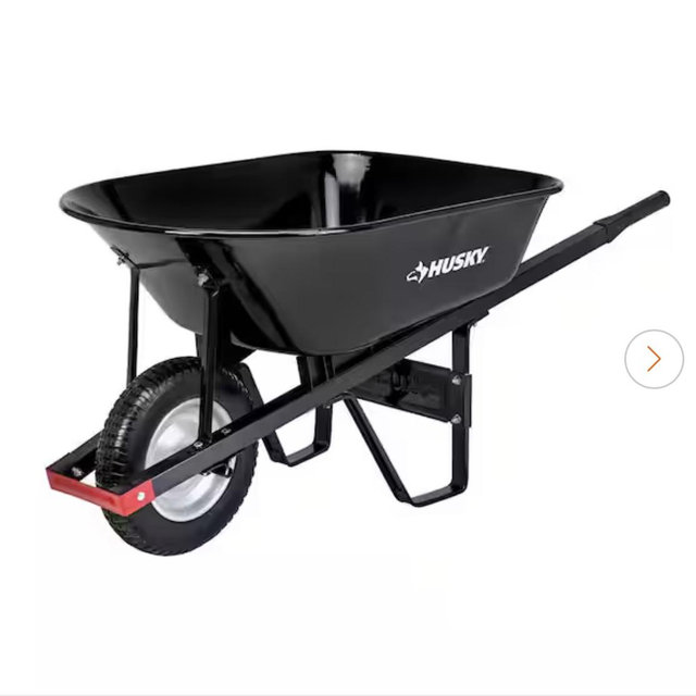 Husky 6 cu. ft. Steel Wheelbarrow with 8 in. Flat-Free Tires HWB3016