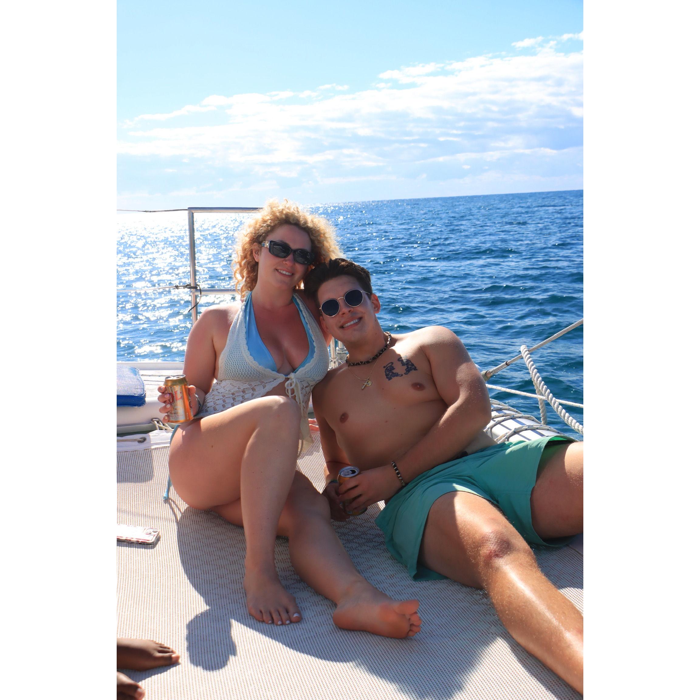 On a boat in Mexico