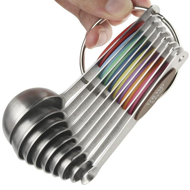 Magnetic Measuring Spoons Set of 9 Stainless Steel Stackable Measuring Spoons Heavy Duty Nesting Teaspoons Tablespoons for Measuring Dry and Liquid Ingredients