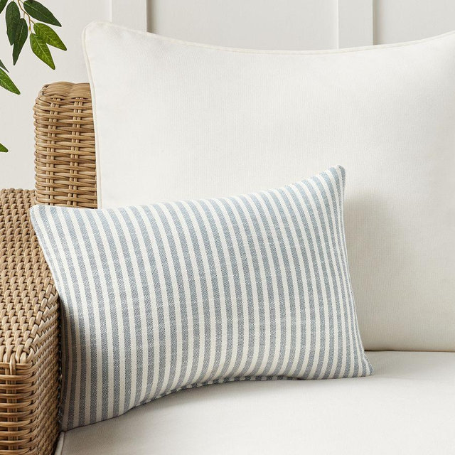 Performance Petite Striped Outdoor Pillow 14 x 20", Blue