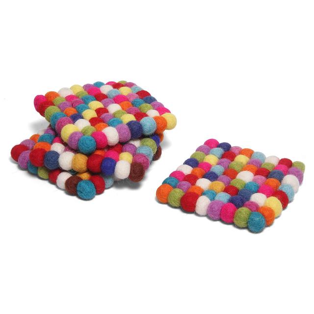 Super Absorbent Drink Coasters - Scratch Free - Self Drying -Multi Color- Handmade - Naturally Dense and Absorbent Wool Decor