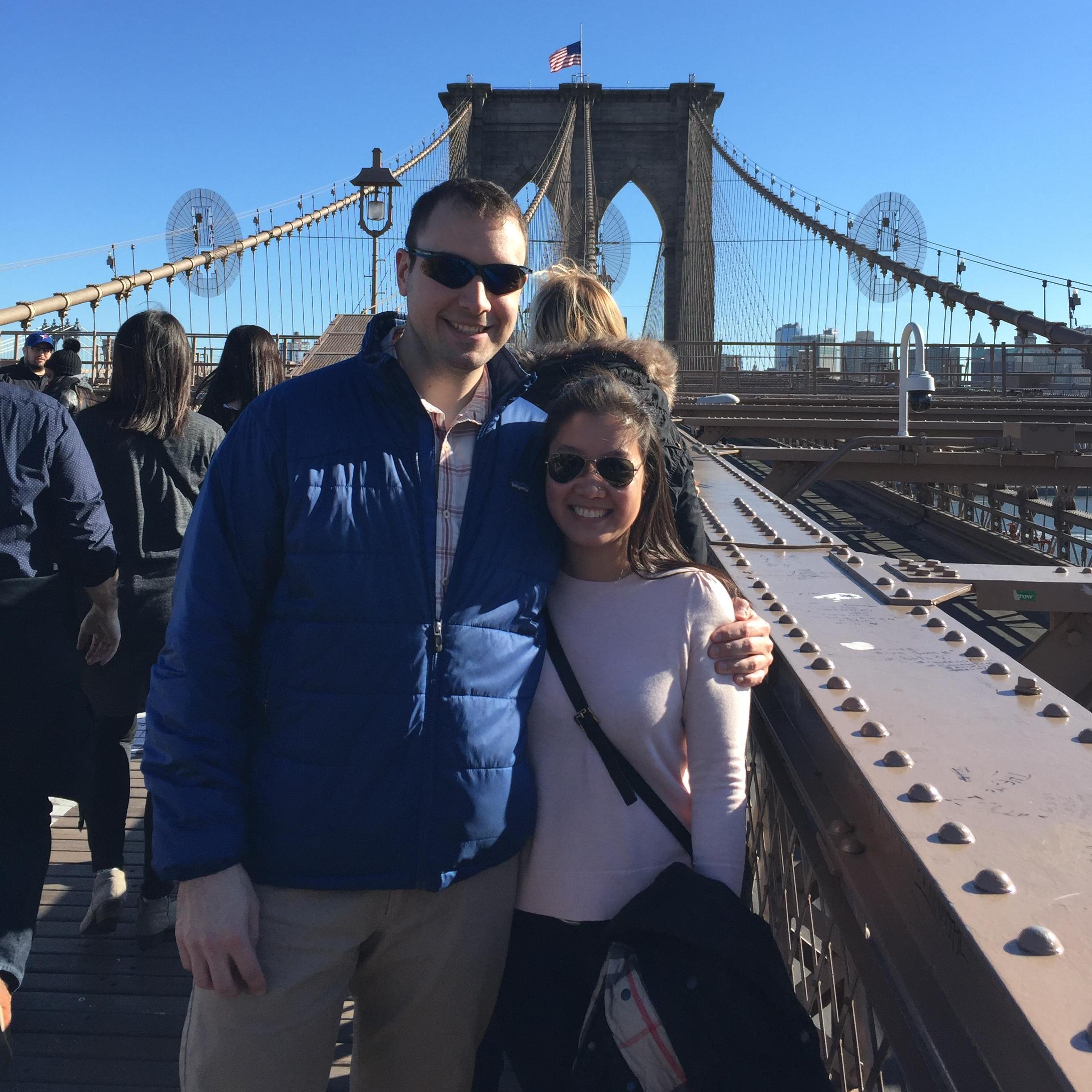Walking across the Brooklyn Bridge on a warm November day in 2016