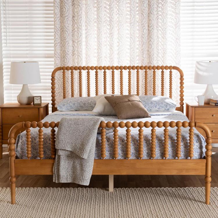 Baxton Studio, Lucera Mid-Century Queen Bobbin Bed | Zola