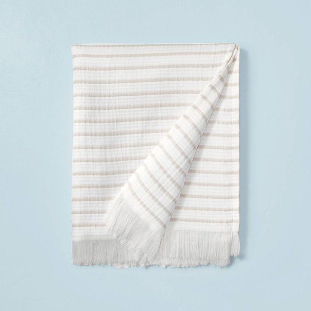Allover Stripe Matelassé Throw Blanket Taupe/Cream - Hearth & Hand™ with Magnolia