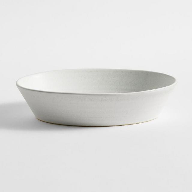 Larkin Stoneware Oval Walled Serving Platter, Small - Shell White