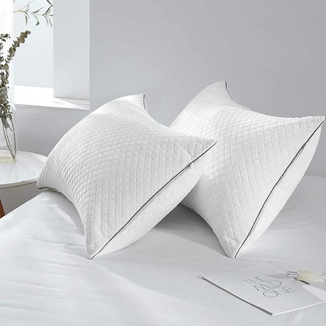 GOHOME Adjustable Bed Pillows for Sleeping 2 Pack, Soft Velvet Fabric Hotel Pillows, Hypoallergenic Down Alternative Pillows for Side and Back Sleeper, 20"x36" King Size