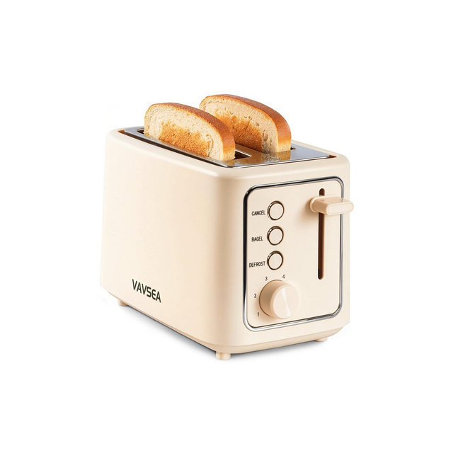 VAVSEA 2 Slice Toaster, 1000W Retro Wide Slot Toaster with 6 Shade Settings & LED Light, Removable Crumb Tray
