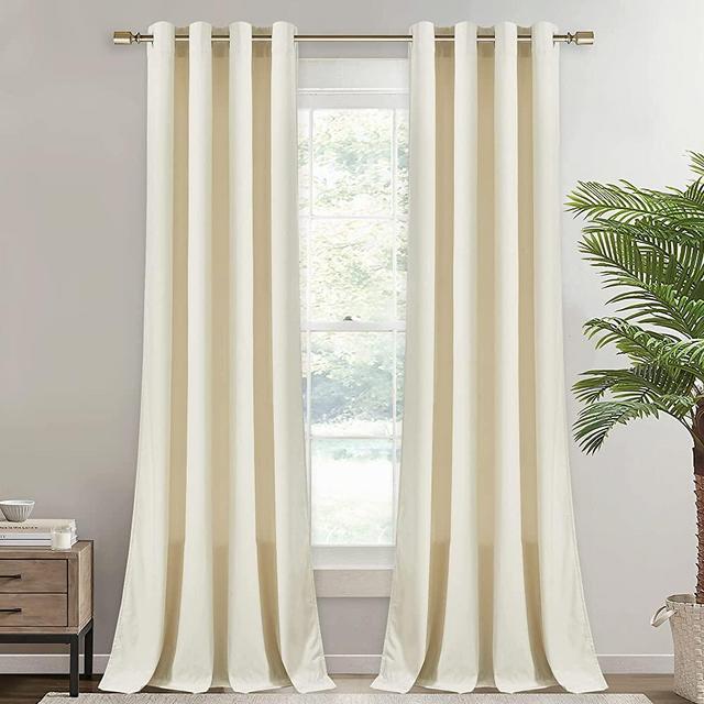 StangH Ivory White Velvet Curtains for Bedroom - Luxury Decor Soft Texture Kids Curtains Grommet Light Blocking Thermal Insulated Panel Drapes for Living Room/Dining, Ivory, W52 x L96, 2 Panels