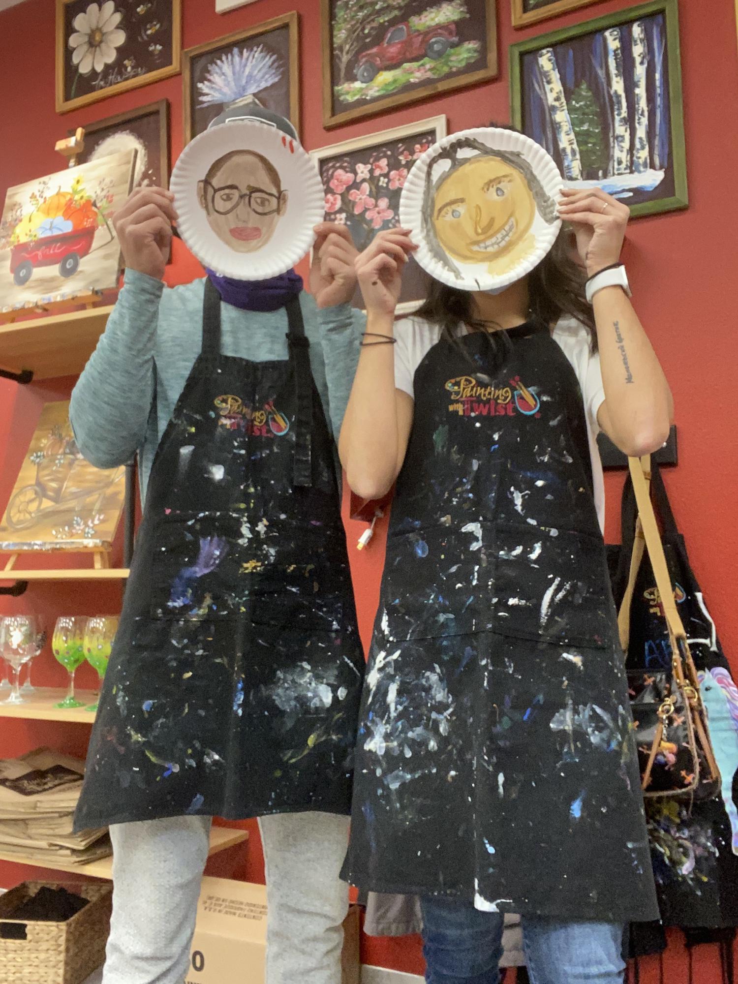 Date night at Painting with a Twist. 
Alec drew Natalie’s face and she drew his!