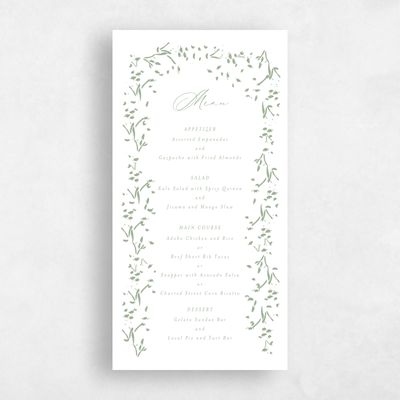 Sage, Green Wedding Menu - Regal Letterpress