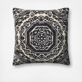 Large Black Damask Pillow