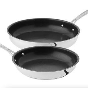 Cuisinart Chef's Classic Stainless Nonstick 2-Piece 9-Inch and 11-Inch Skillet Set - Black And Silver