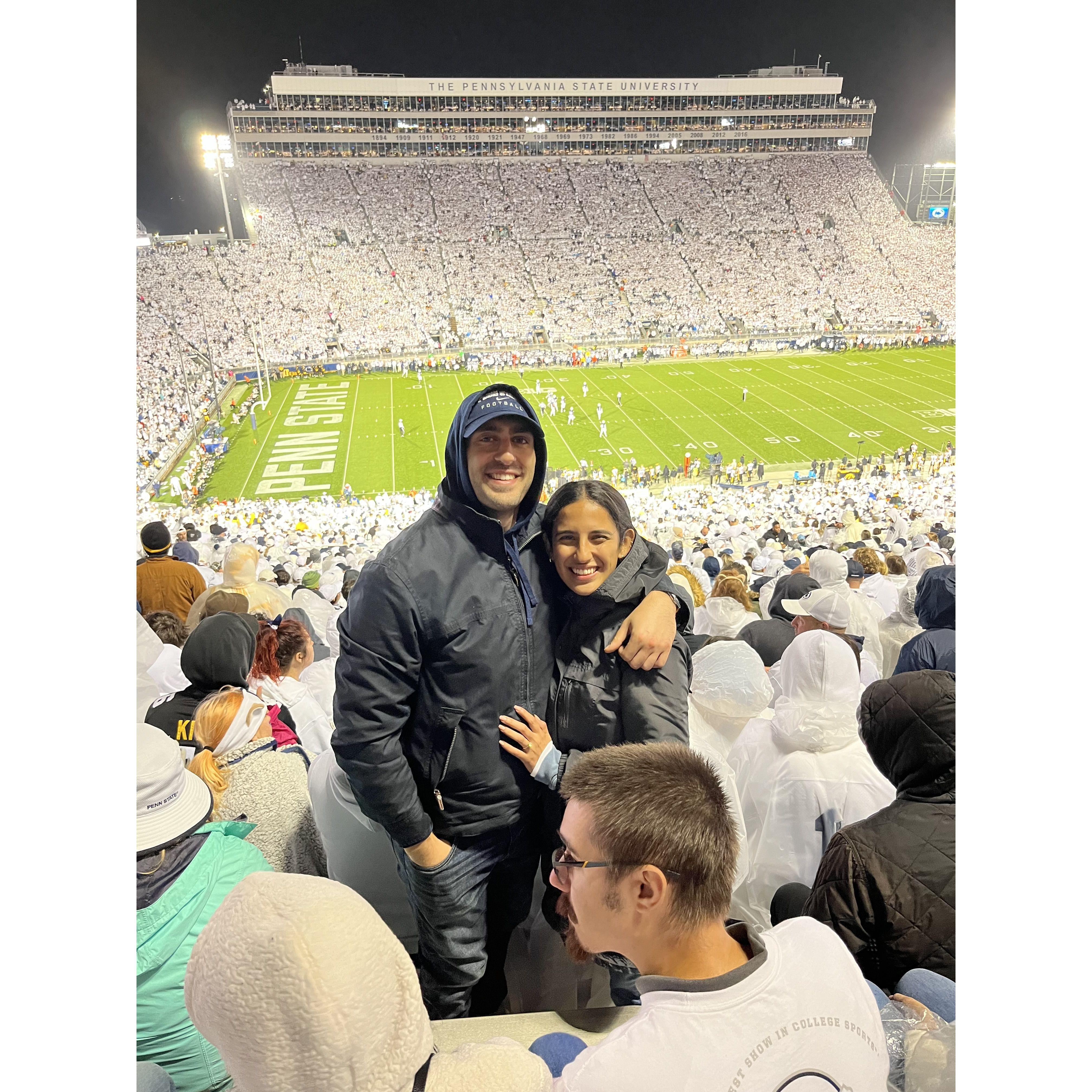 September 2023: Mark & Jen return to the town where they first met. A couple of Penn State Nittany Lions finally enjoy a White Out game together!