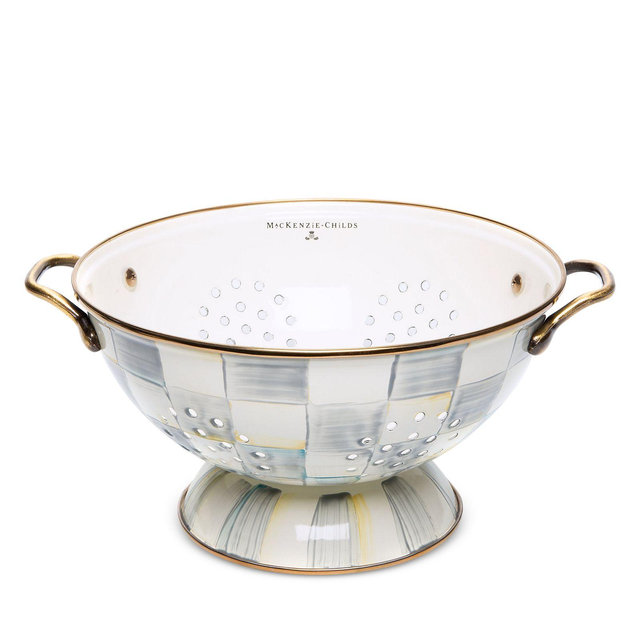 Mackenzie-Childs Sterling Check Enamel Colander, Large