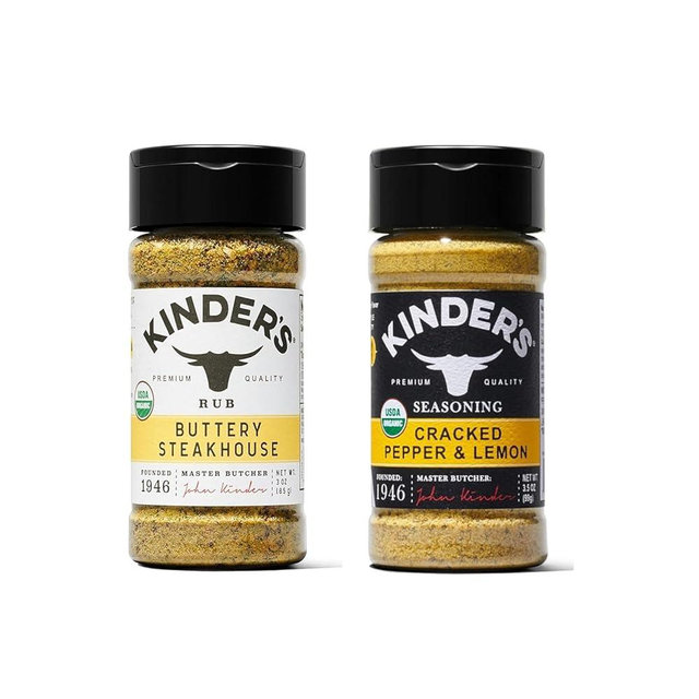 Kinder's Organic Buttery Steakhouse Rub and Organic Cracked Pepper and Lemon Seasoning Bundle, 2 Pack