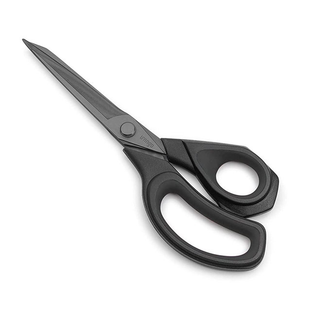 LIVINGO 9.5” Sharp Fabric Scissors, All Purpose Heavy Duty Titanium Coated Premium Forged Stainless Steel Tailor Dressmaking Sewing Shears Comfort for Cutting Leather, Crafting Home Office Use, Black