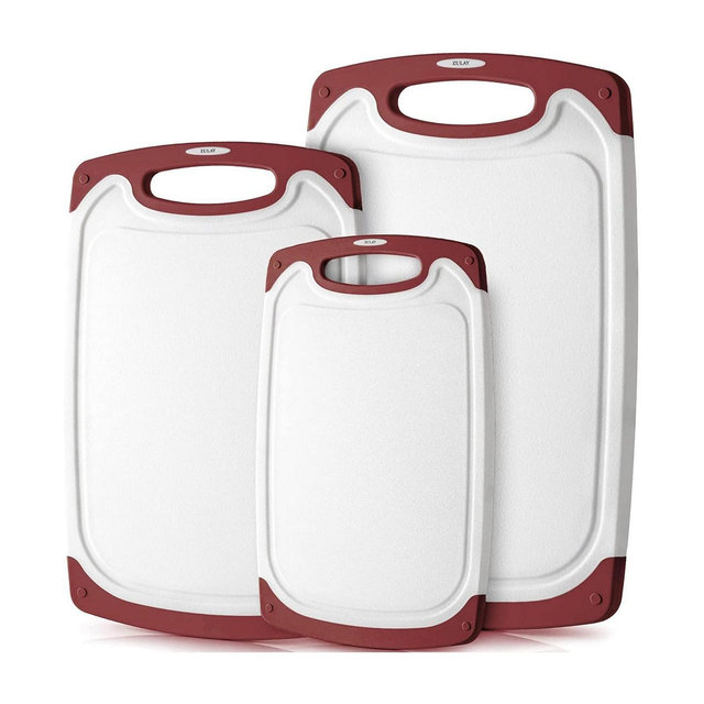 Non-Slip Kitchen Cutting Board With Juice Grooves (3 Piece)