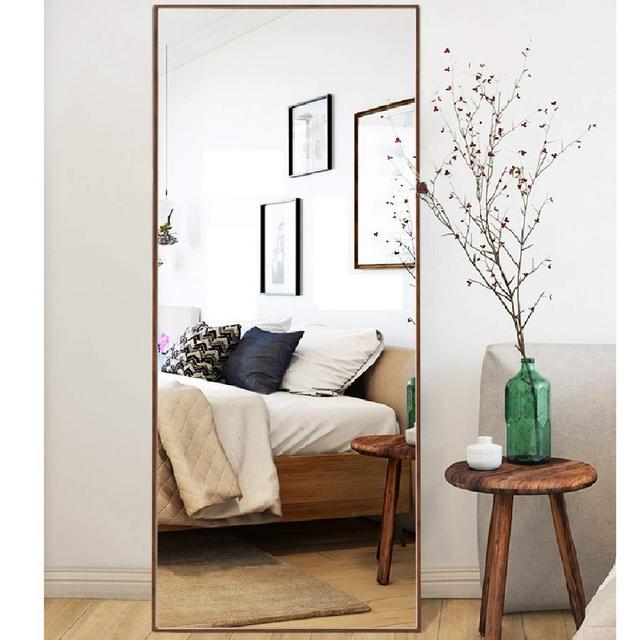 CrossROBBIN Thin Frame Floor Mirror (Walnut, 65x22)