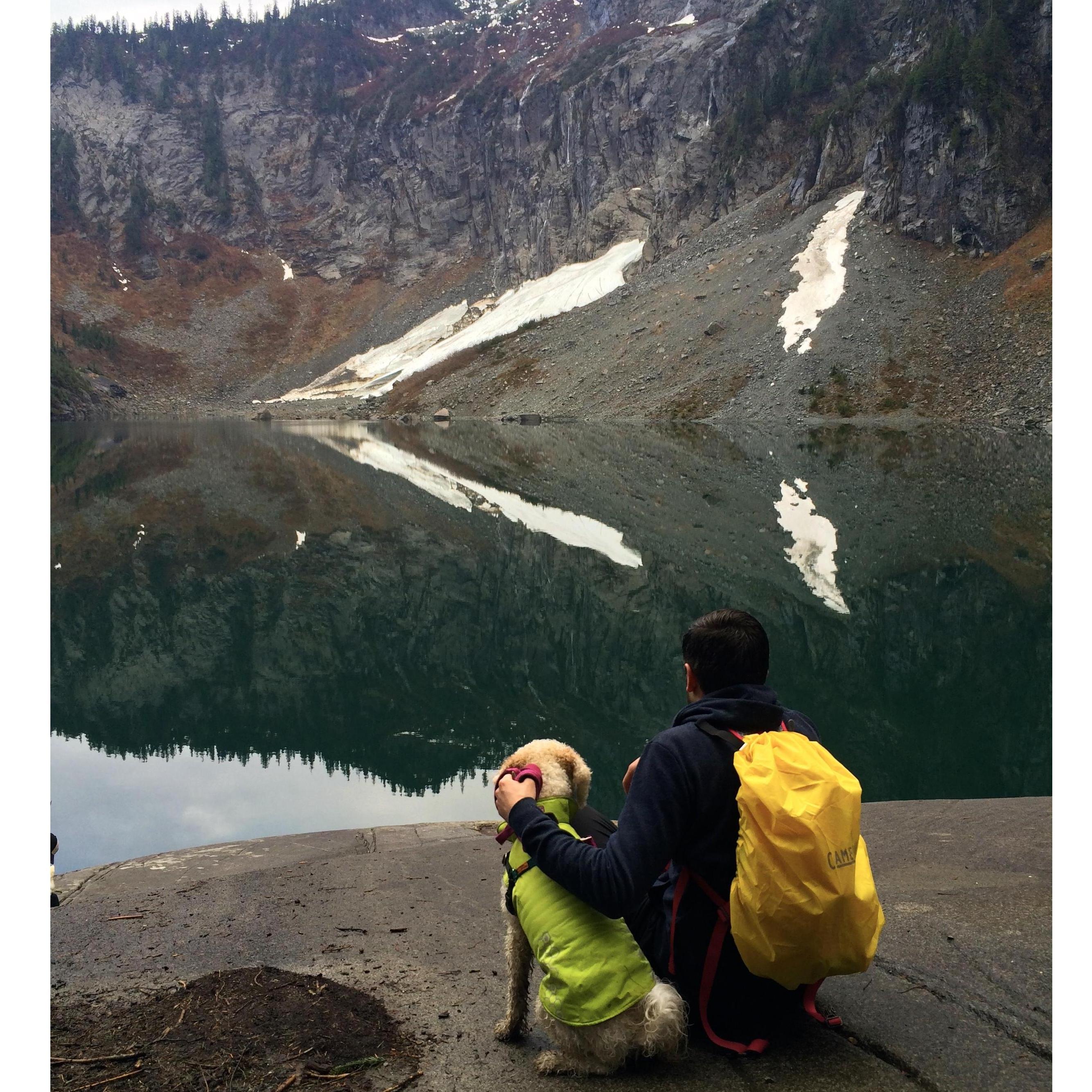 Henley, our favorite hiking partner at one of our favorite hiking spots, Lake Serene.
