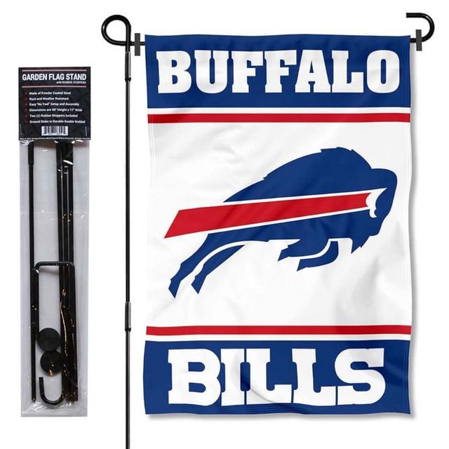 Buffalo Bills White Garden Flag and Pole Stand Holder