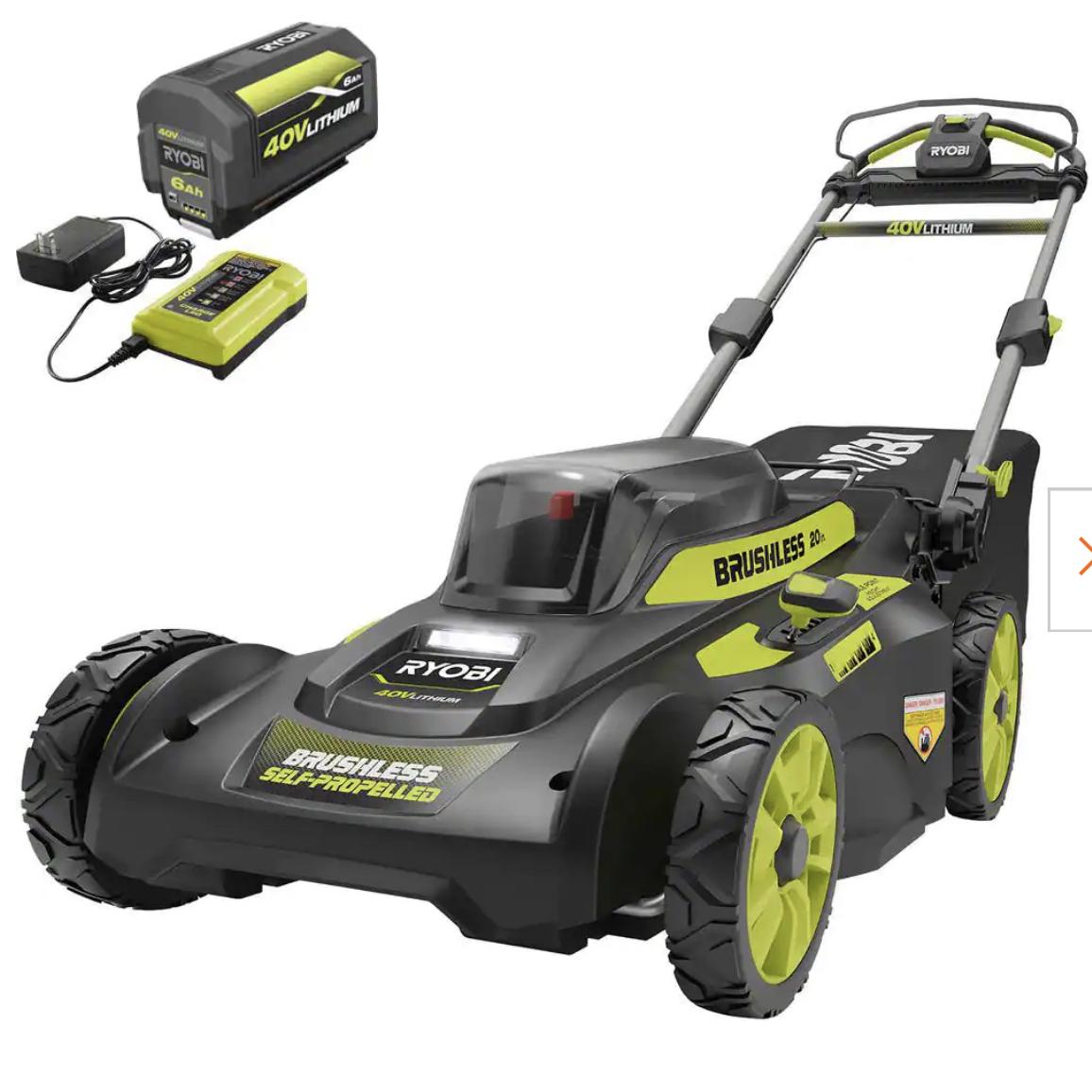 RYOBIONE+ 18V 16 in. Cordless Battery Walk Behind Push Lawn Mower - (2) 4.0 Ah Batteries & Charger