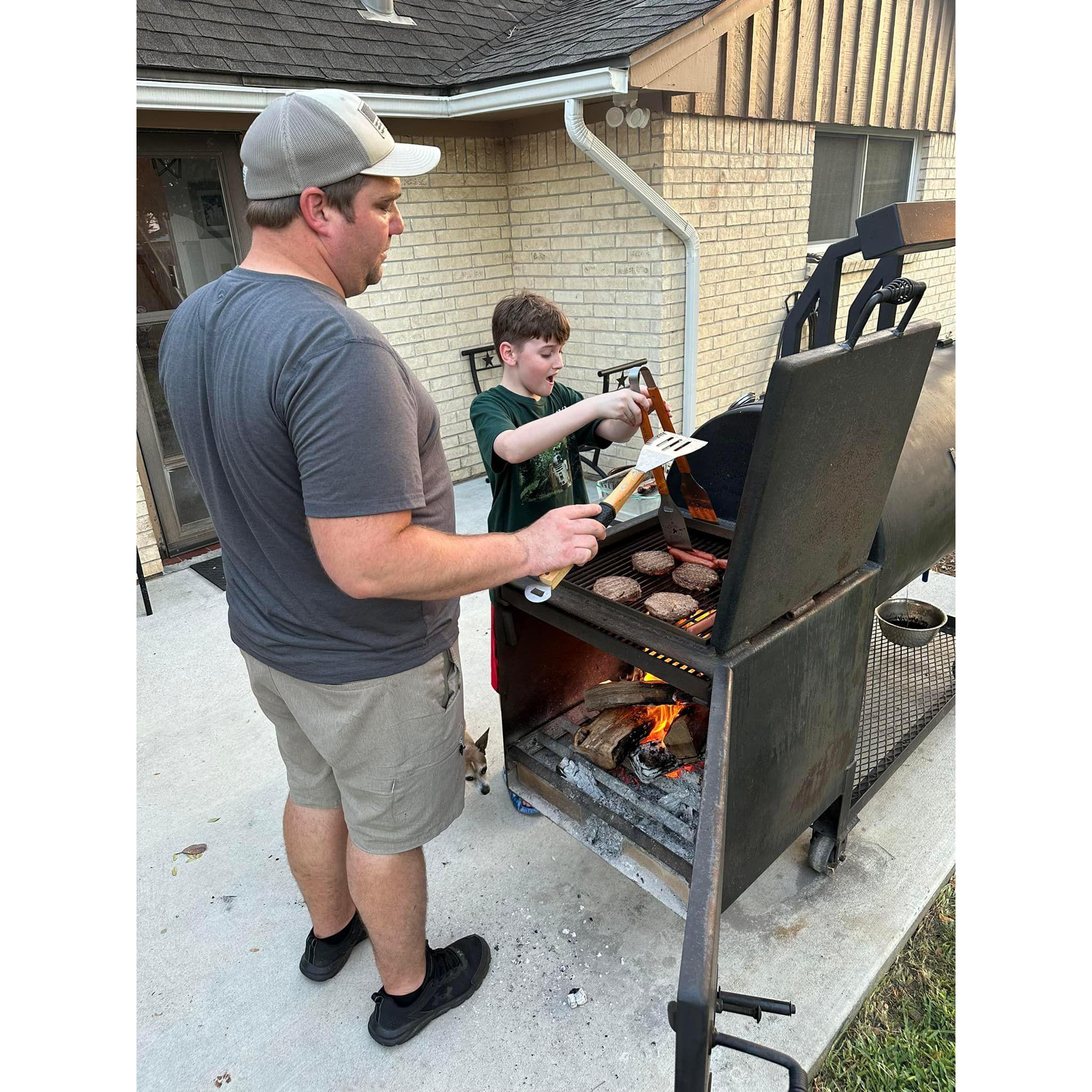 While Aaron is best at pretty much everything else, especially with the grill, where he gets the boys involved from time to time.