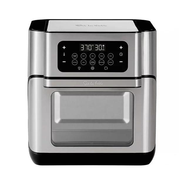 Sur La Table 13 Qt. 7-in-1 Air Fryer: Versatile Cooking with 360° AirFlow, 10 Preset Functions & 9-Piece Accessory Set Pepper Black, SLT-1818