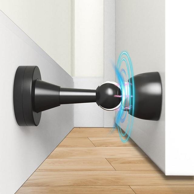 Door Stoppers for Wall, Magnetic Door Stop 2 Packs, Stainless Steel Door Holder, Heavy-Duty Doorstop for Floor Mounting (Black - 2 Packs)