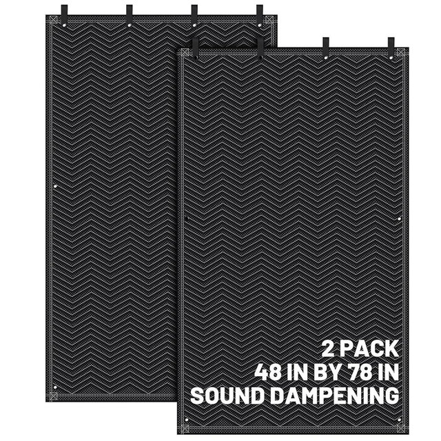 Tudomro 2 Pcs Sound Dampening Blanket Soundproof Blanket Grommeted General Indoor or Outdoor Use(48 x 78 Inches)
